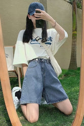 Lockere Jeansshorts mit hoher Taille